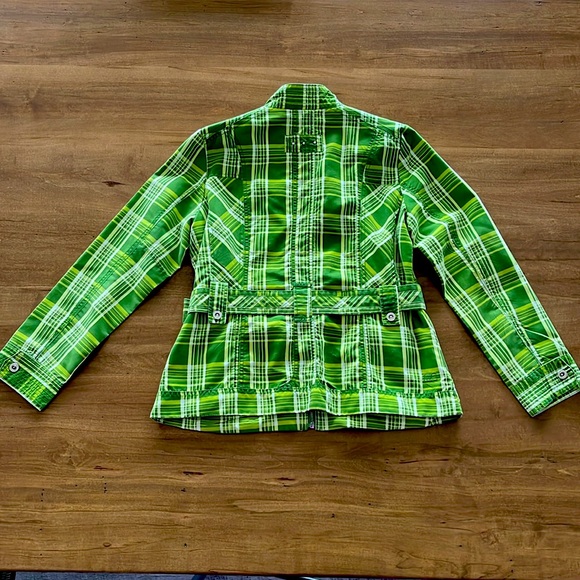 Point Zero Green Plaid Spring-Fall Jacket with Belt - Picture 4 of 5